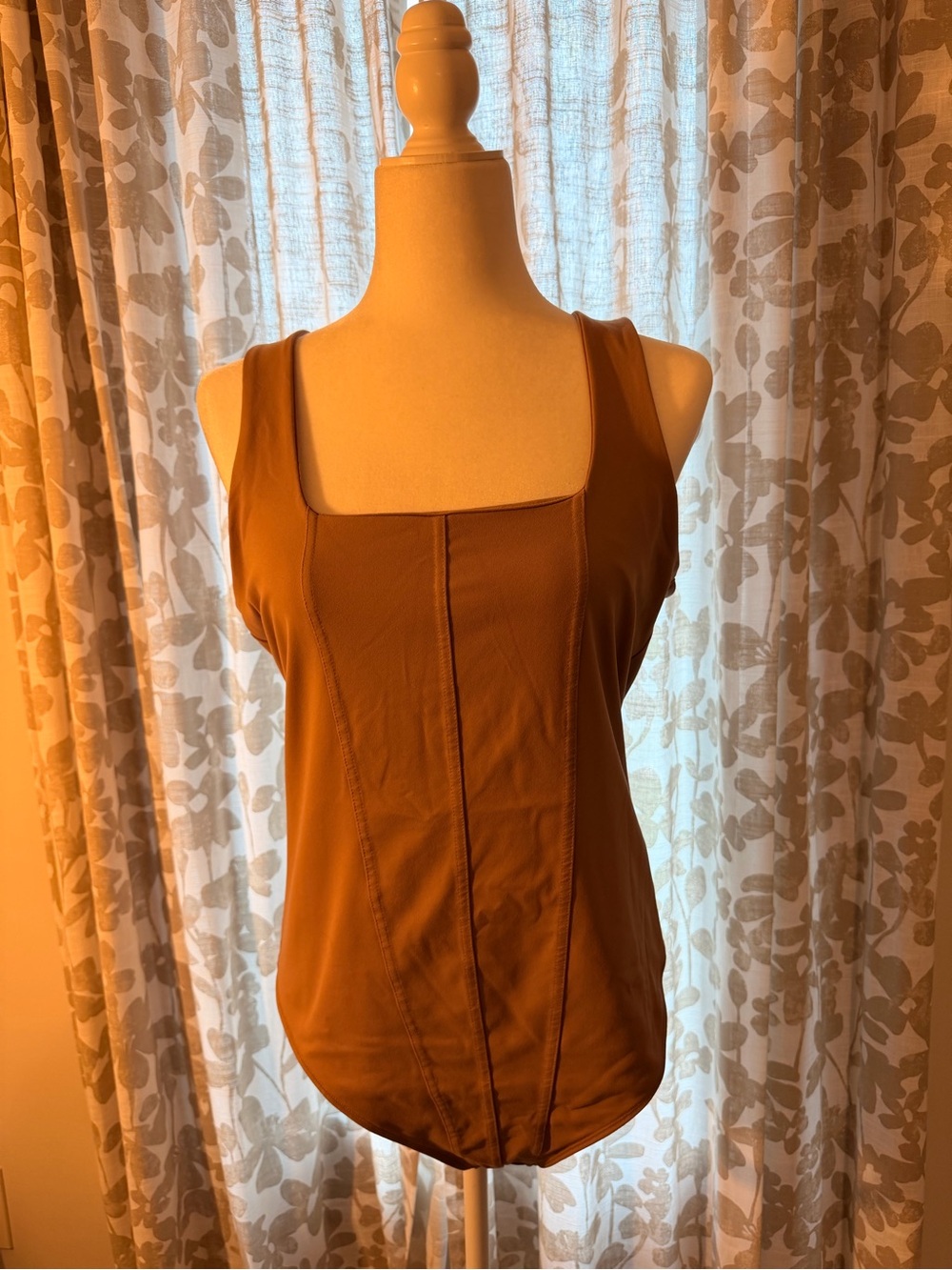 Abercrombie & Fitch Sleeveless Square-Neck body suit in Rust Brown